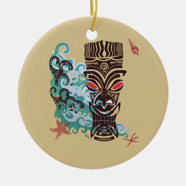 Ornamento De Cerâmica Ondas de TIki (Frente)