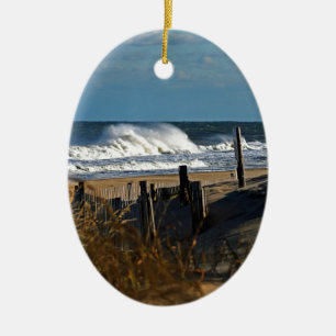 Ornamento De Cerâmica Ondas e dunas de outono na praia