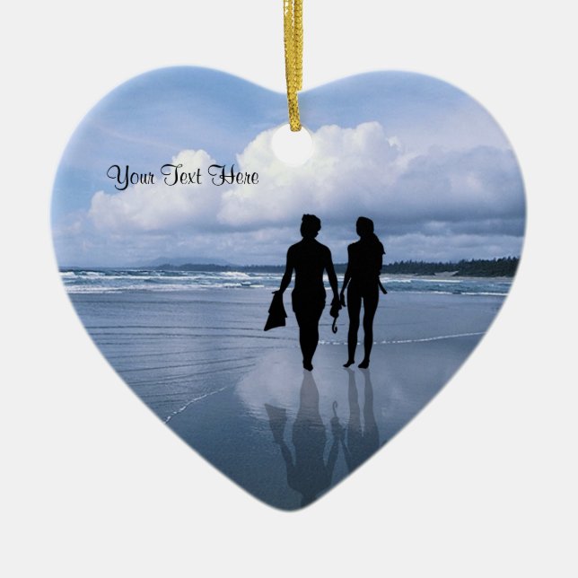 Ornamento De Cerâmica Ondas e praia espectaculares de oceano (Frente)