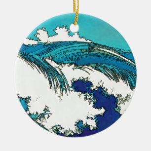 Ornamento De Cerâmica Ondas oceânicas PixDezines konen uehara, 上 原