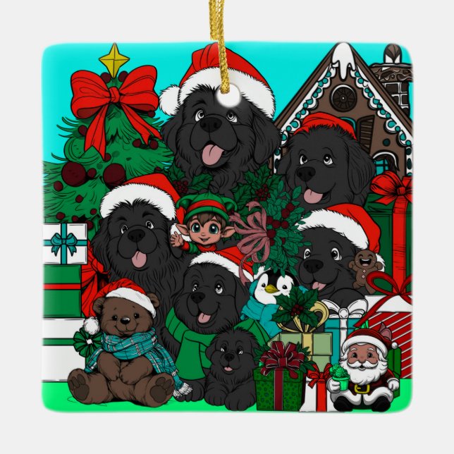 Ornamento De Cerâmica Onde está (Waldo) Newfy? (vermelho) (Frente)