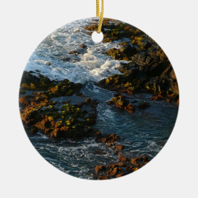 Ornamento De Cerâmica Onde o oceano encontra as rochas (Frente)