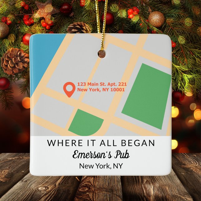 Ornamento De Cerâmica Onde Tudo Começou Casal Mantém o Natal (Where It All Began Couple Keepsake Christmas Ceramic Ornament
)