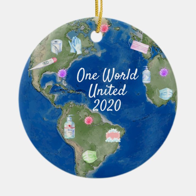 Ornamento De Cerâmica One World United Coronavirus 2020 Covid (Frente)