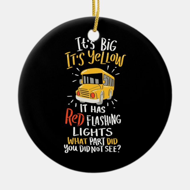 Ornamento De Cerâmica Ônibus Escolar É Grande E Amarelo (Frente)