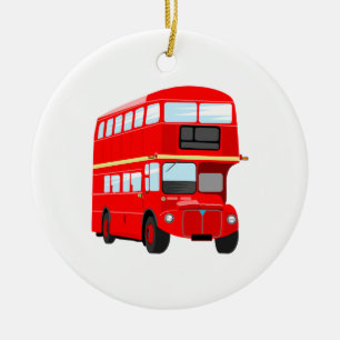 Ornamento De Cerâmica Ônibus vermelho
