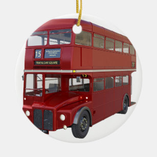Ornamento De Cerâmica Ônibus vermelho do autocarro de dois andares no