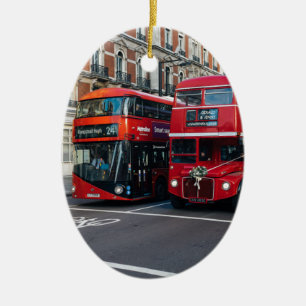 Ornamento De Cerâmica Ônibus vermelhos do autocarro de dois andares