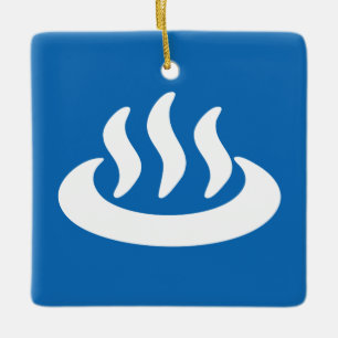 Ornamento De Cerâmica Onsen ♨ Hot Primavera 温 泉 Sinal Japonês