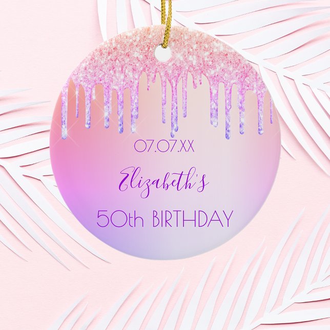 Ornamento De Cerâmica Ontem, arco-íris, brilho rosa púrpura 50 faísca (Criador carregado)