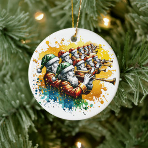 Ornamento De Cerâmica Onze Tubagens Doze dias de Natal