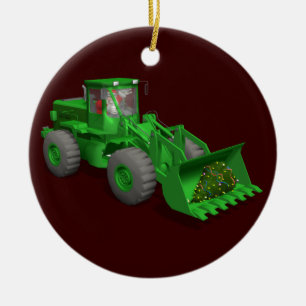 Ornamento De Cerâmica Operador Bulldozer Santa Claus