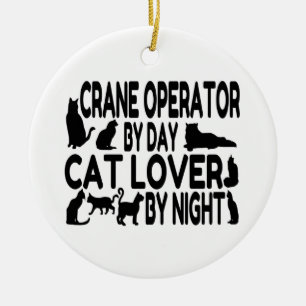 Ornamento De Cerâmica Operador de Crane Cat Lover