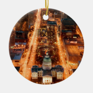 Ornamento De Cerâmica Opinião do Natal de St Louis
