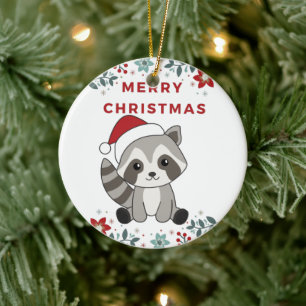 Ornamento De Cerâmica Oração Cerâmica da Raccoon Christmas Snow Winter R