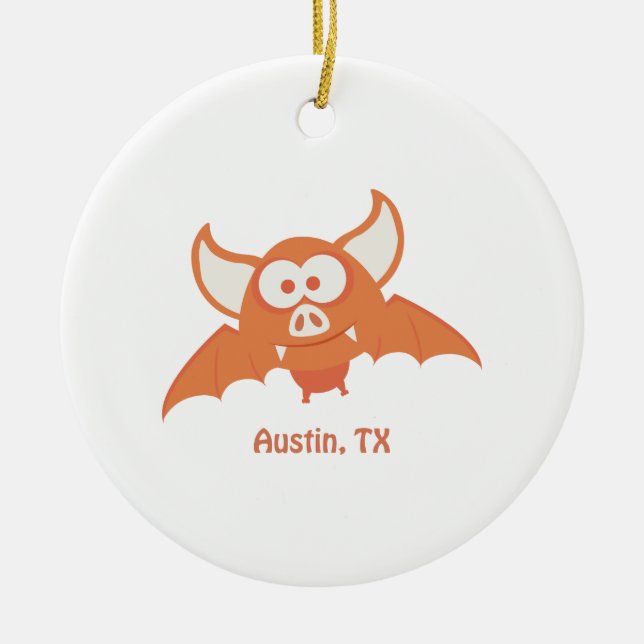 Ornamento De Cerâmica Orange Bat - Austin, TX (Frente)