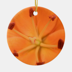 Ornamento De Cerâmica Orange Lily Floral Custom Birthday