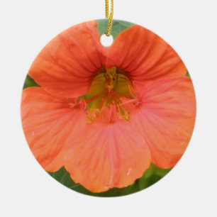 Ornamento De Cerâmica Orange Nasturtium Custom Birthday