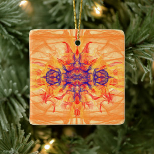 Ornamento De Cerâmica ORANGE SMOKE - Arte Fractal -