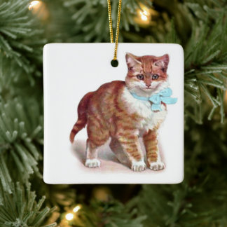 Ornamento De Cerâmica Orange Tabby Cat ・ Arte de H. Maguire ・ Ornament