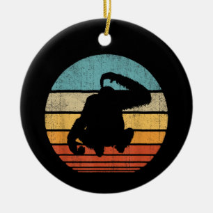 Ornamento De Cerâmica Orangotango Retro Vintage Pôr-do-Sol Mamífero Anim