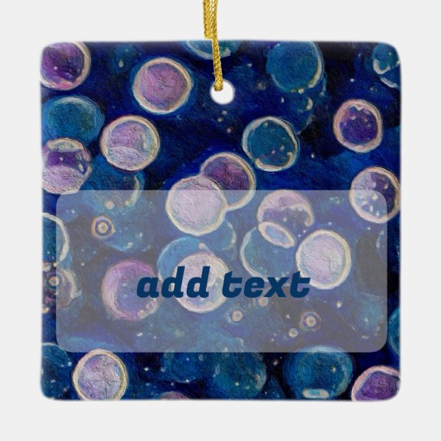 Ornamento De Cerâmica Órbitos Cósmicos Azuis (Frente)
