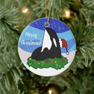 Ornamento De Cerâmica Orca Natal 