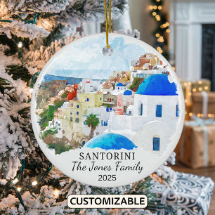 Ornamento De Cerâmica Ordem Personalizada de Santorini, Presente de Gréc