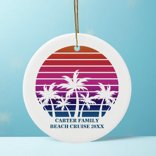 Ornamento De Cerâmica Ordenação da Família Beach Cruise Personalizada