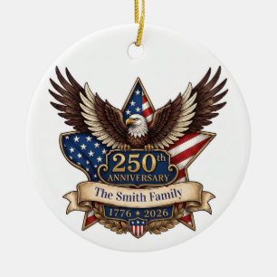Ornamento De Cerâmica Orgulho Americano Personalizado de 250º Aniversári