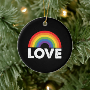 Ornamento De Cerâmica Orgulho Amor é Amor Igualdade Gay Arco-íris LGBTQ