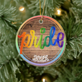 Ornamento De Cerâmica Orgulho Arco-íris Nome Personalizado- Ano 