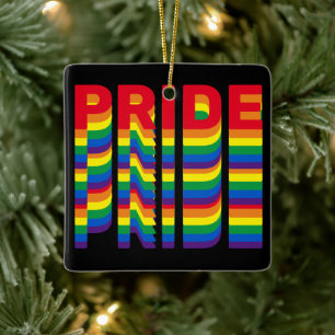 Ornamento De Cerâmica Orgulho arco-íris preto lgbt lgbtq quere retrô l