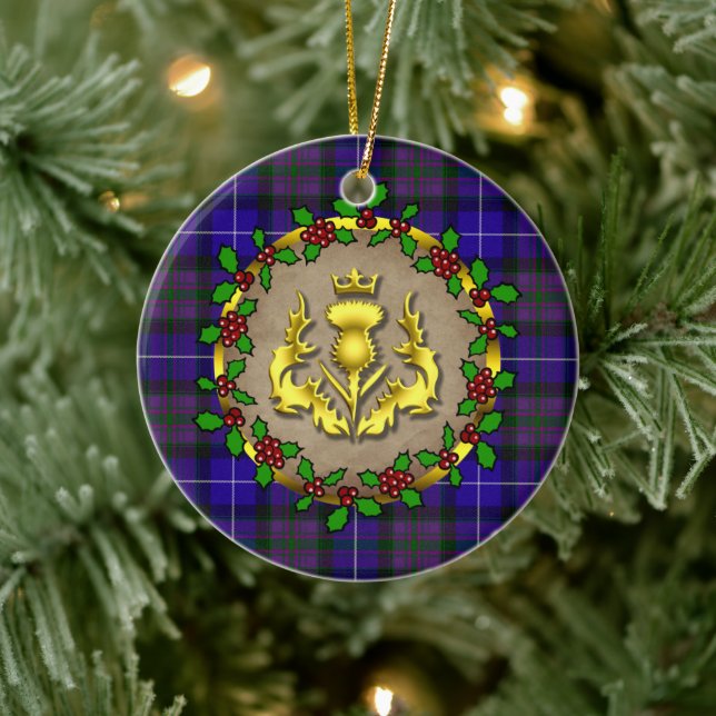 Ornamento De Cerâmica Orgulho da Escócia Tartan Personalizado Natal (Árvore)