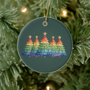 Ornamento De Cerâmica Orgulho de Natal Arco-íris LGBTQ Direitos Iguais G