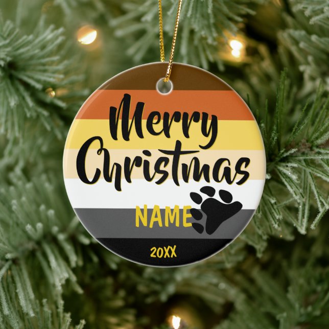 Ornamento De Cerâmica Orgulho de Urso Personalizado Natal (Árvore)