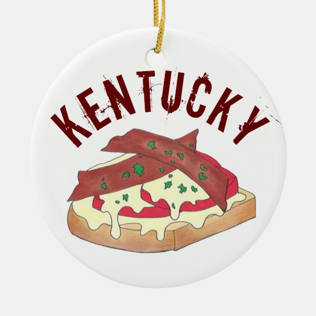 Ornamento De Cerâmica Orgulho do Estado Kentucky Hot Brown Openface Sand (Frente)