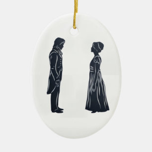 Ornamento De Cerâmica Orgulho e Preconceito Elizabeth e Darcy