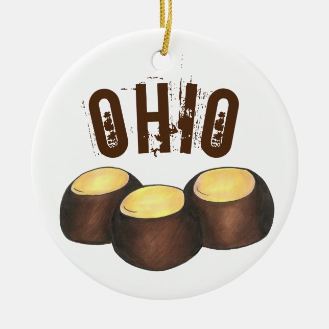 Ornamento De Cerâmica Orgulho Estatal de Ohio Buckeye Peanut Butter Cand (Frente)