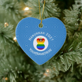 Ornamento De Cerâmica Orgulho gay Brown Angel Hanukkah Sinalizador Perso