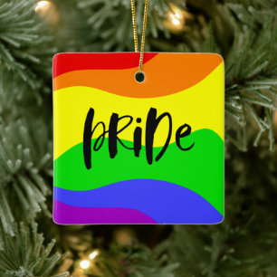 Ornamento De Cerâmica Orgulho Moderno do Arco-Íris