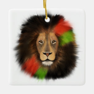 Ornamento De Cerâmica orgulho negro leão vermelho verde unidade selva ga