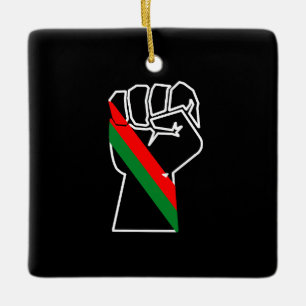 Ornamento De Cerâmica orgulho negro punho vermelho verde bandeira pan-af
