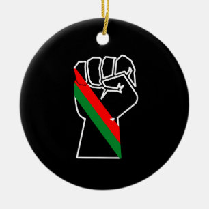 Ornamento De Cerâmica orgulho negro punho vermelho verde bandeira pan-af