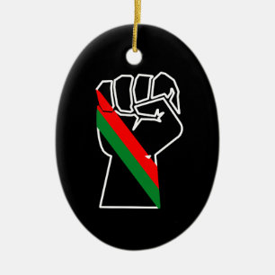 Ornamento De Cerâmica orgulho negro vermelho punho verde pano-africano