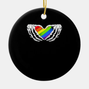 Ornamento De Cerâmica Orgulho - Orgulho - Mãos Esqueléticas Com Cardíaco