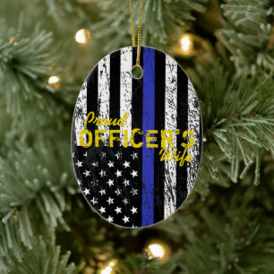 Ornamento De Cerâmica Orgulhosa esposa do Oficial Thin Blue Line
