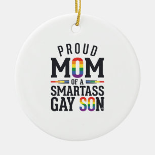 Ornamento De Cerâmica Orgulhosa Mãe de um Filho Gay Arrogante Camisa Vin