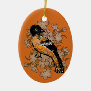 Ornamento De Cerâmica Oriole Bird Watcher Nature Art