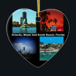 Ornamento De Cerâmica Orlando, Miami, South Beach Collage<br><div class="desc">Orlando Miami South Beach Collage, produto das mais famosas áreas de viagem da Flórida. Grande parte do estado da Flórida está situada numa península entre o Golfo do México, o Oceano Atlântico, e o Estreito da Flórida. Isso parece bom em qualquer produto e faz uma maravilhosa manutenção de viagem. ⭐...</div>